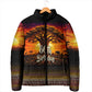 Personalized 80th Birthday Baobab Tree Padded Jacket African Sunset Savanna Silhouette Tribal Heritage Art