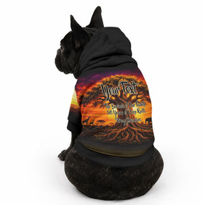Personalized 80th Birthday Baobab Tree Pet Hoodie African Sunset Savanna Silhouette Tribal Heritage Art