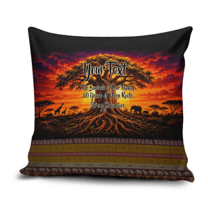 Personalized 80th Birthday Baobab Tree Pillow Cover African Sunset Savanna Silhouette Tribal Heritage Art