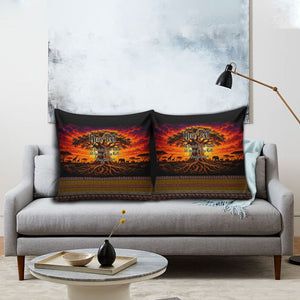 Personalized 80th Birthday Baobab Tree Pillow Cover African Sunset Savanna Silhouette Tribal Heritage Art