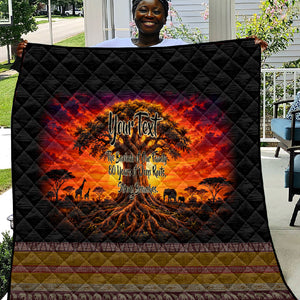 Personalized 80th Birthday Baobab Tree Quilt African Sunset Savanna Silhouette Tribal Heritage Art