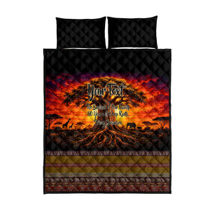 Personalized 80th Birthday Baobab Tree Quilt Bed Set African Sunset Savanna Silhouette Tribal Heritage Art