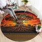 Personalized 80th Birthday Baobab Tree Round Carpet African Sunset Savanna Silhouette Tribal Heritage Art