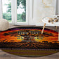 Personalized 80th Birthday Baobab Tree Round Carpet African Sunset Savanna Silhouette Tribal Heritage Art