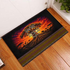 Personalized 80th Birthday Baobab Tree Rubber Doormat African Sunset Savanna Silhouette Tribal Heritage Art