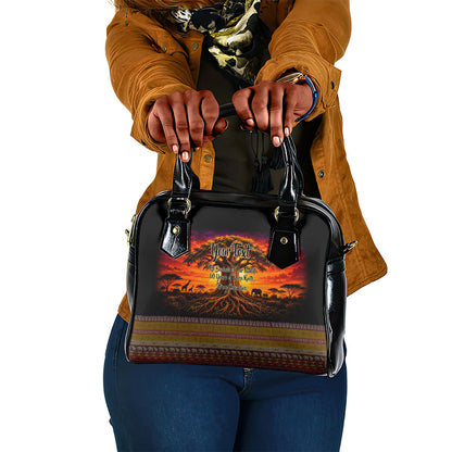 Personalized 80th Birthday Baobab Tree Shoulder Handbag African Sunset Savanna Silhouette Tribal Heritage Art