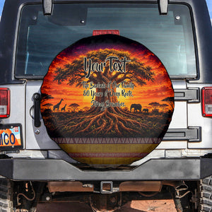 Personalized 80th Birthday Baobab Tree Spare Tire Cover African Sunset Savanna Silhouette Tribal Heritage Art