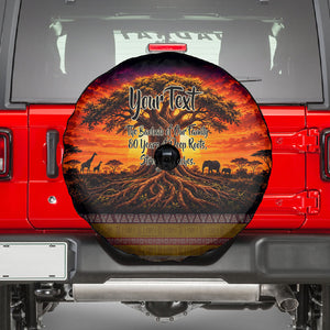 Personalized 80th Birthday Baobab Tree Spare Tire Cover African Sunset Savanna Silhouette Tribal Heritage Art