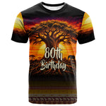 Personalized 80th Birthday Baobab Tree T shirt African Sunset Savanna Silhouette Tribal Heritage Art