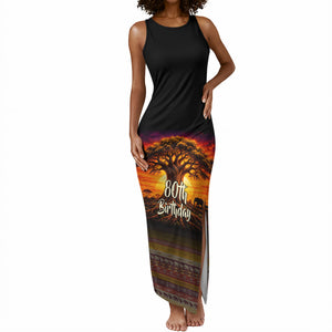Personalized 80th Birthday Baobab Tree Tank Maxi Dress African Sunset Savanna Silhouette Tribal Heritage Art