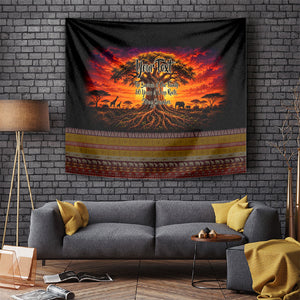 Personalized 80th Birthday Baobab Tree Tapestry African Sunset Savanna Silhouette Tribal Heritage Art
