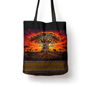 Personalized 80th Birthday Baobab Tree Tote Bag African Sunset Savanna Silhouette Tribal Heritage Art
