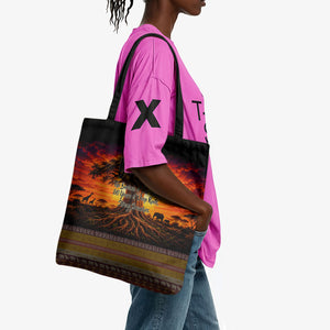 Personalized 80th Birthday Baobab Tree Tote Bag African Sunset Savanna Silhouette Tribal Heritage Art
