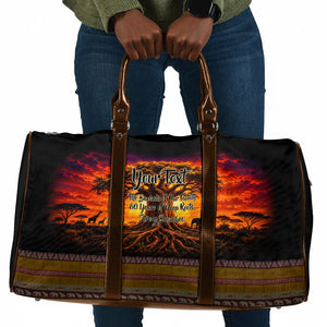 Personalized 80th Birthday Baobab Tree Travel Bag African Sunset Savanna Silhouette Tribal Heritage Art