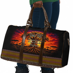 Personalized 80th Birthday Baobab Tree Travel Bag African Sunset Savanna Silhouette Tribal Heritage Art