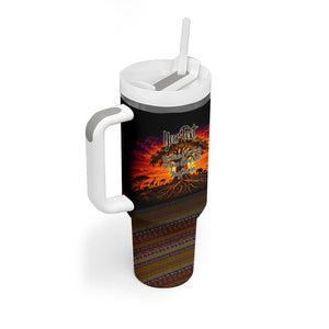 Personalized 80th Birthday Baobab Tree Tumbler With Handle African Sunset Savanna Silhouette Tribal Heritage Art