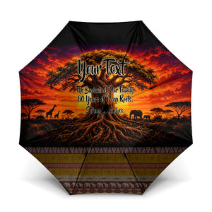 Personalized 80th Birthday Baobab Tree Umbrella African Sunset Savanna Silhouette Tribal Heritage Art
