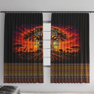 Personalized 80th Birthday Baobab Tree Window Curtain African Sunset Savanna Silhouette Tribal Heritage Art