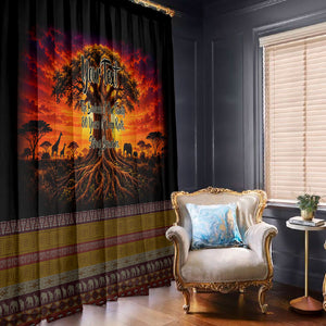 Personalized 80th Birthday Baobab Tree Window Curtain African Sunset Savanna Silhouette Tribal Heritage Art