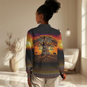 Personalized 80th Birthday Baobab Tree Women Casual Shirt African Sunset Savanna Silhouette Tribal Heritage Art