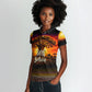 Personalized 80th Birthday Baobab Tree Women Polo Shirt African Sunset Savanna Silhouette Tribal Heritage Art