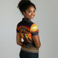 Personalized 80th Birthday Baobab Tree Women Polo Shirt African Sunset Savanna Silhouette Tribal Heritage Art