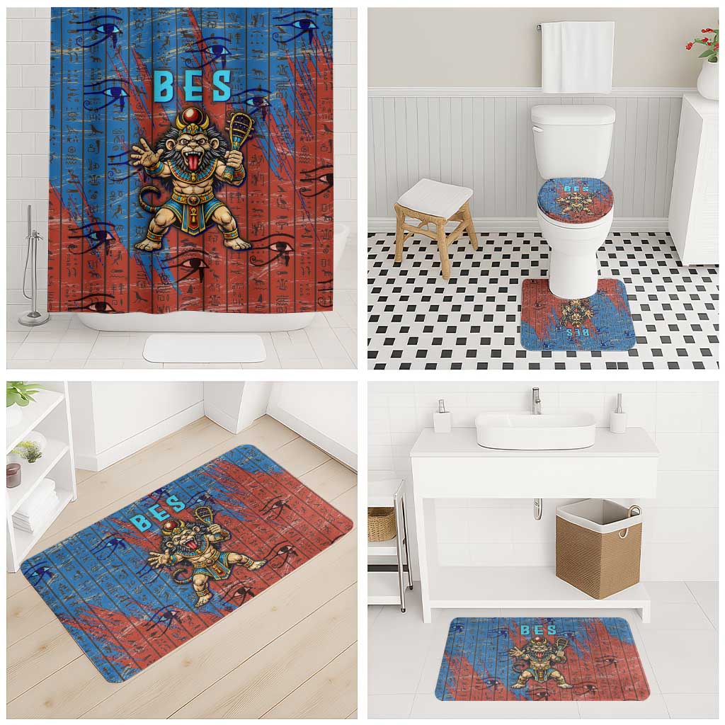 Bes Bathroom Set Ancient Egyptian Hieroglyphs and Sacred Symbols Ancient Myth - African Pride