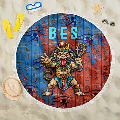 Bes Beach Blanket Ancient Egyptian Hieroglyphs and Sacred Symbols Ancient Myth - African Pride