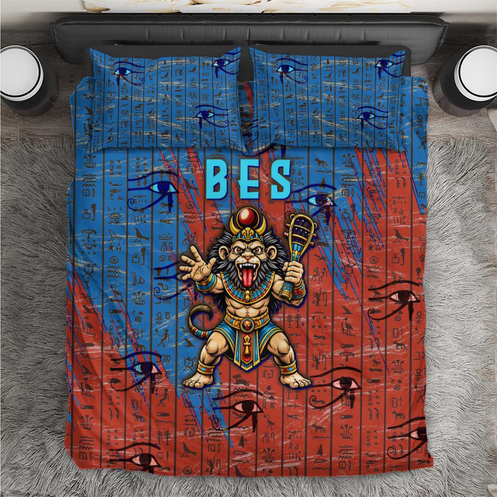 Bes Bedding Set Ancient Egyptian Hieroglyphs and Sacred Symbols Ancient Myth - African Pride