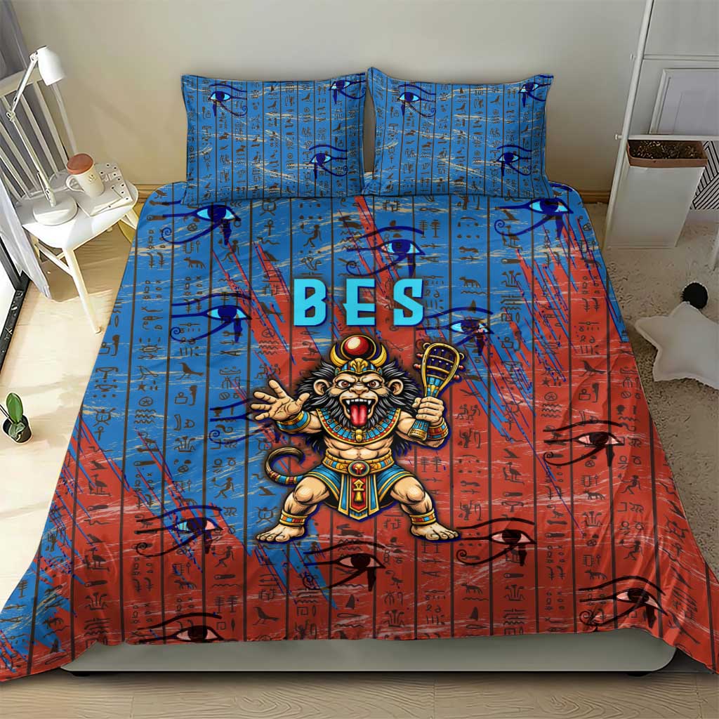 Bes Bedding Set Ancient Egyptian Hieroglyphs and Sacred Symbols Ancient Myth - African Pride