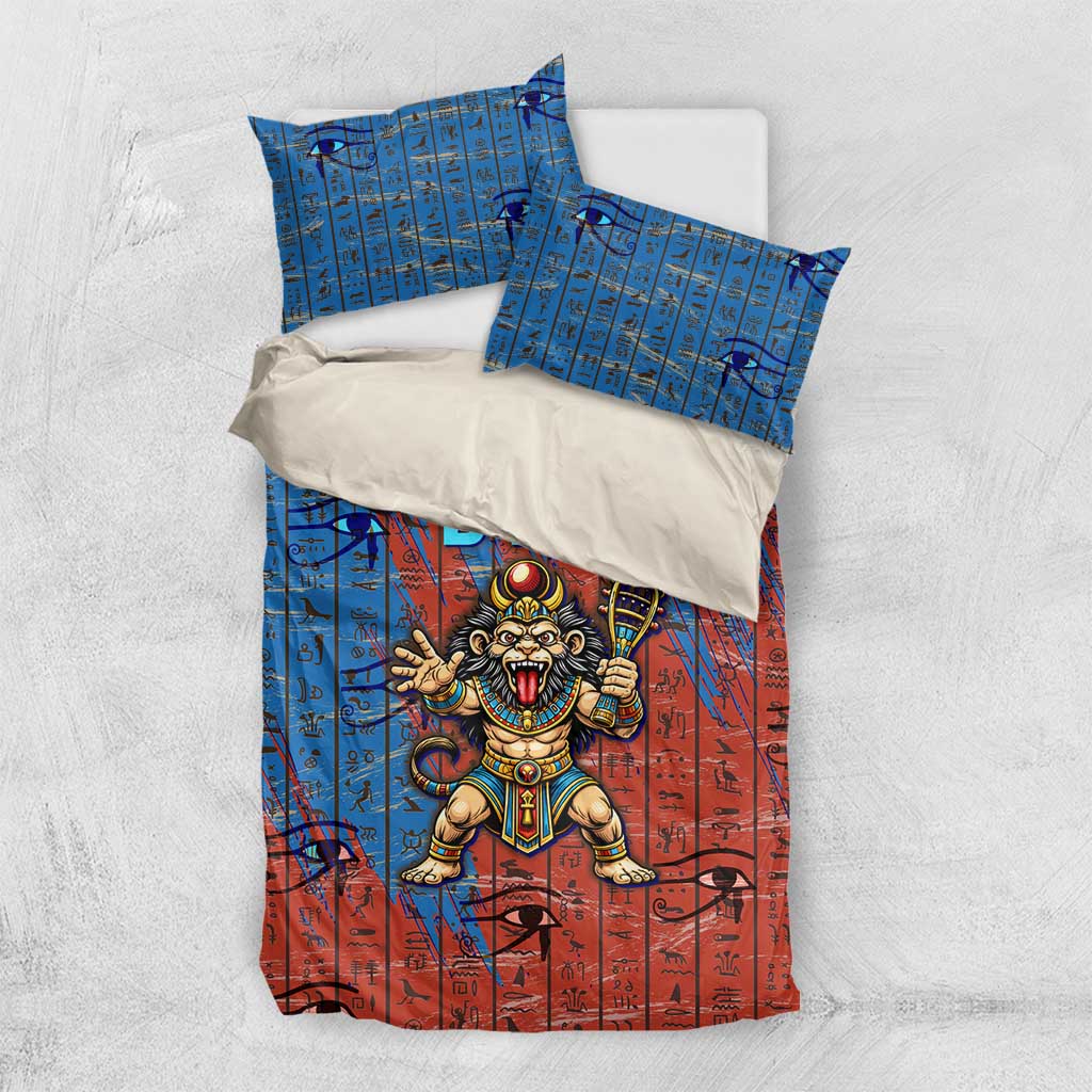 Bes Bedding Set Ancient Egyptian Hieroglyphs and Sacred Symbols Ancient Myth - African Pride
