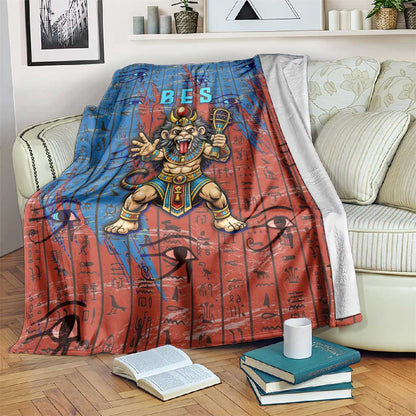Bes Blanket Ancient Egyptian Hieroglyphs and Sacred Symbols Ancient Myth - African Pride