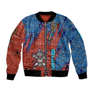 Bes Bomber Jacket Ancient Egyptian Hieroglyphs and Sacred Symbols Ancient Myth - African Pride