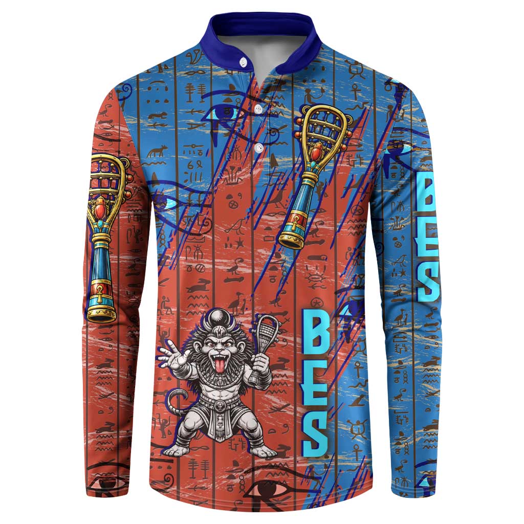 Bes Button Sweatshirt Ancient Egyptian Hieroglyphs and Sacred Symbols Ancient Myth