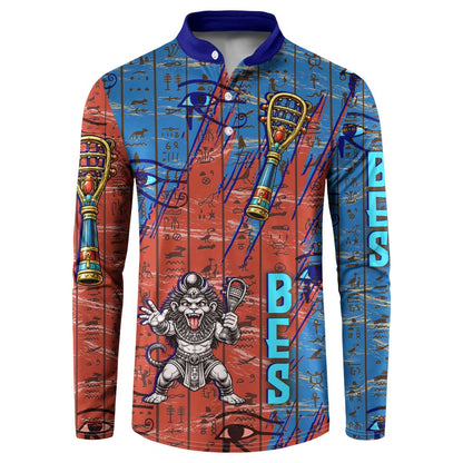 Bes Button Sweatshirt Ancient Egyptian Hieroglyphs and Sacred Symbols Ancient Myth