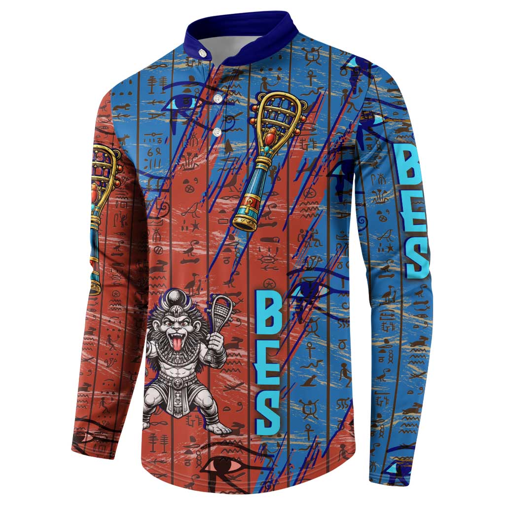 Bes Button Sweatshirt Ancient Egyptian Hieroglyphs and Sacred Symbols Ancient Myth