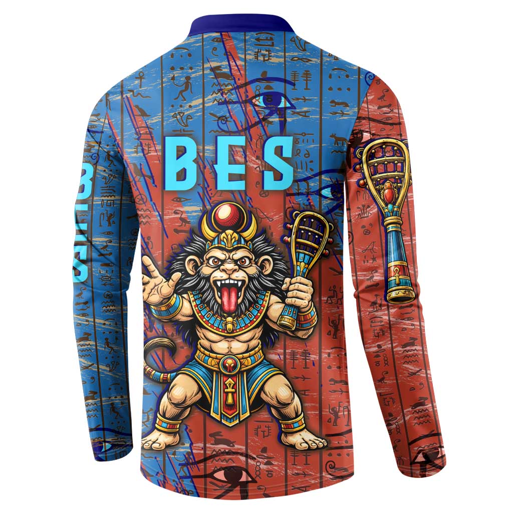 Bes Button Sweatshirt Ancient Egyptian Hieroglyphs and Sacred Symbols Ancient Myth