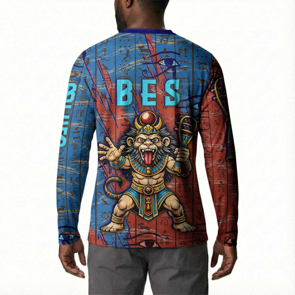 Bes Button Sweatshirt Ancient Egyptian Hieroglyphs and Sacred Symbols Ancient Myth