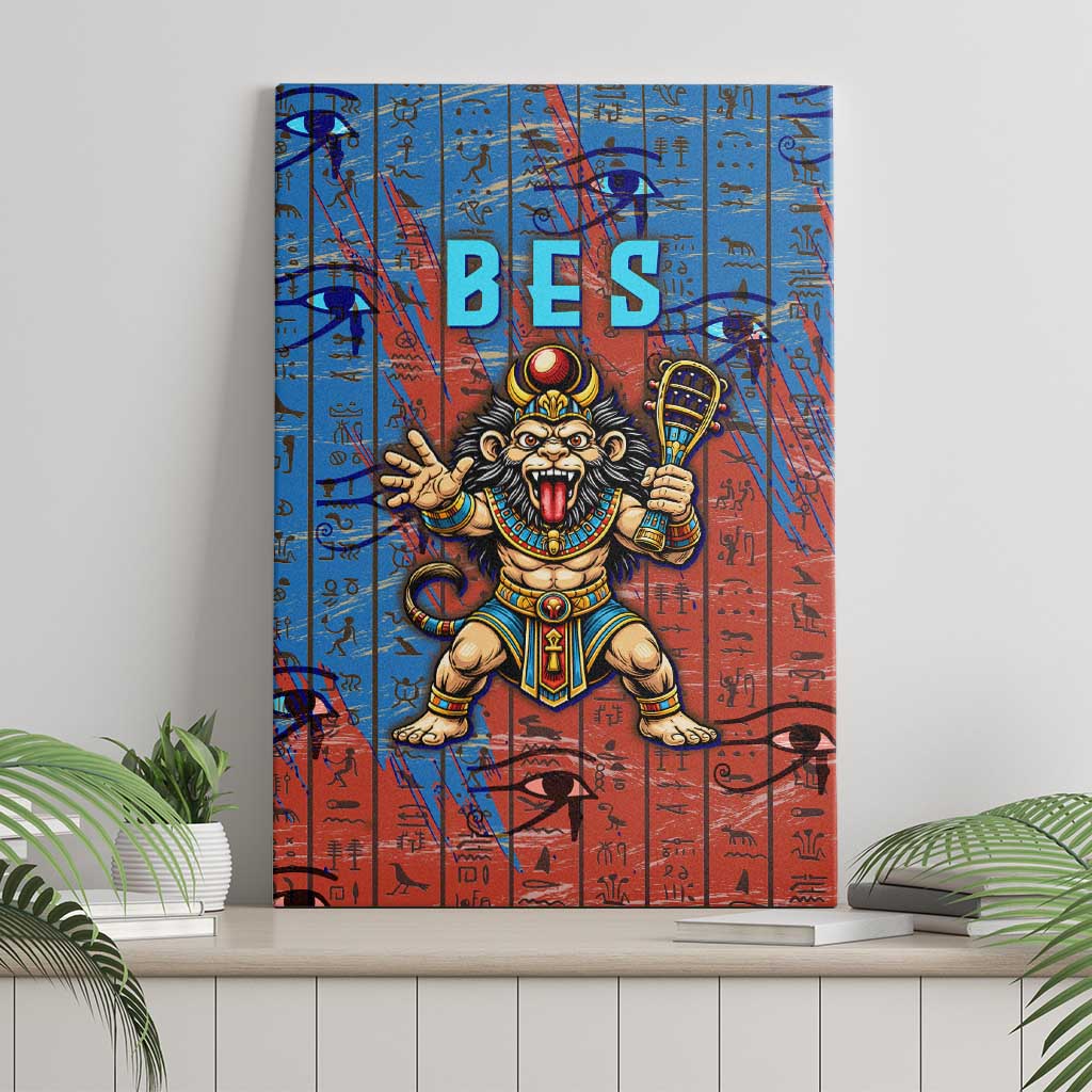 Bes Canvas Wall Art Ancient Egyptian Hieroglyphs and Sacred Symbols Ancient Myth - African Pride