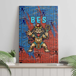 Bes Canvas Wall Art Ancient Egyptian Hieroglyphs and Sacred Symbols Ancient Myth - African Pride