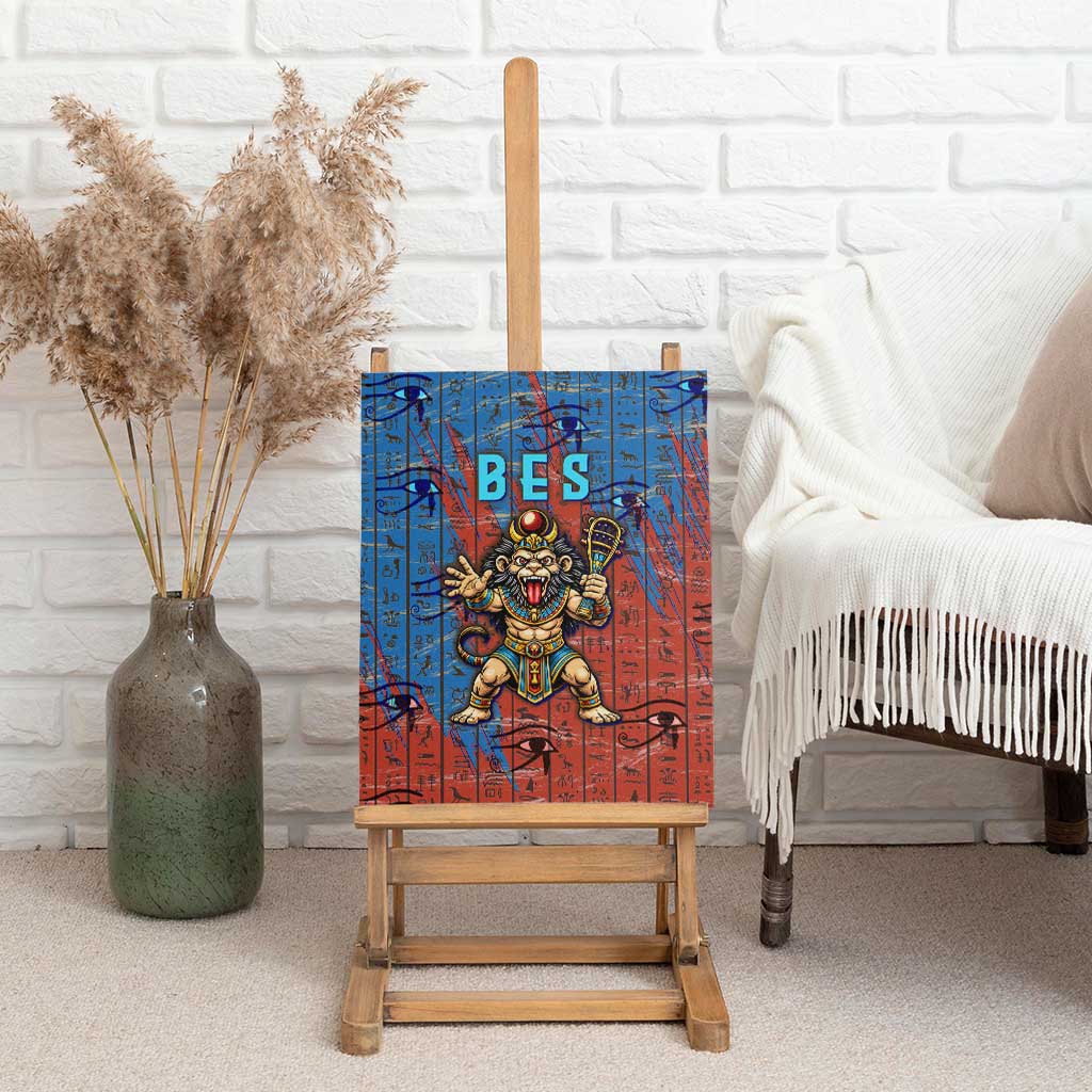 Bes Canvas Wall Art Ancient Egyptian Hieroglyphs and Sacred Symbols Ancient Myth - African Pride