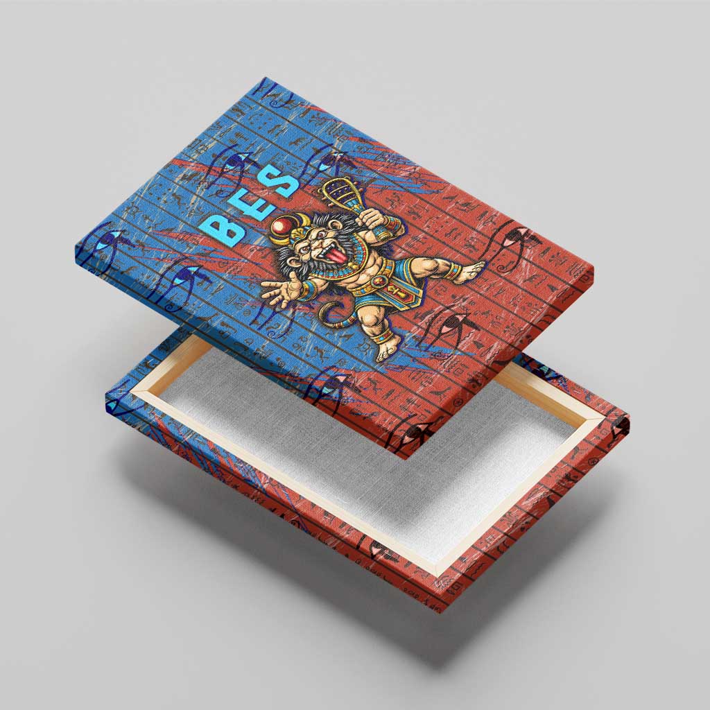 Bes Canvas Wall Art Ancient Egyptian Hieroglyphs and Sacred Symbols Ancient Myth - African Pride