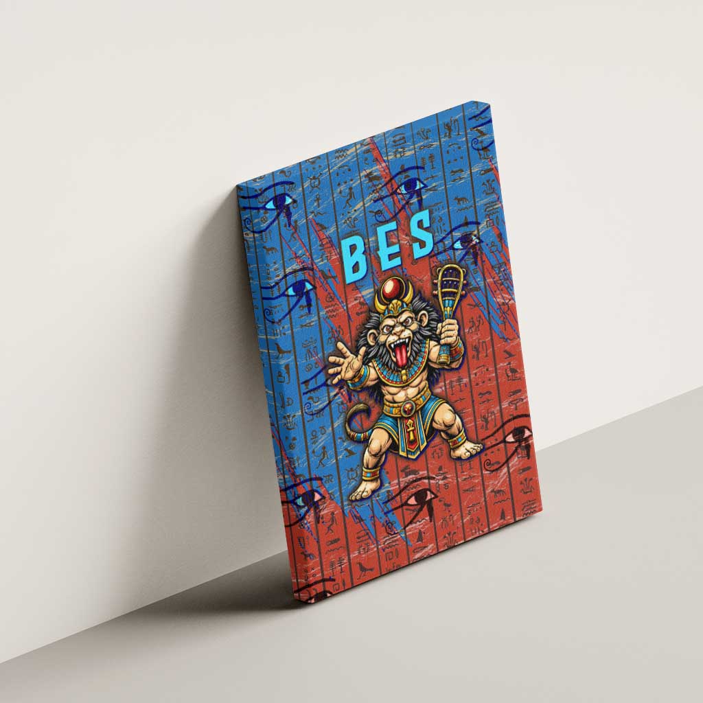 Bes Canvas Wall Art Ancient Egyptian Hieroglyphs and Sacred Symbols Ancient Myth - African Pride