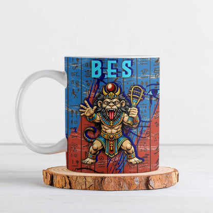 Bes Ceramic Mug Ancient Egyptian Hieroglyphs and Sacred Symbols Ancient Myth - African Pride