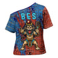 Bes Cross Shoulder Shirt Ancient Egyptian Hieroglyphs and Sacred Symbols Ancient Myth - African Pride