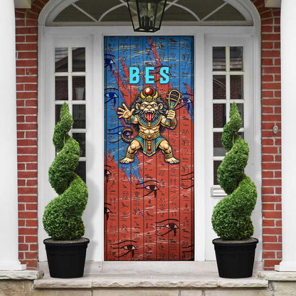 Bes Door Cover Ancient Egyptian Hieroglyphs and Sacred Symbols Ancient Myth - African Pride