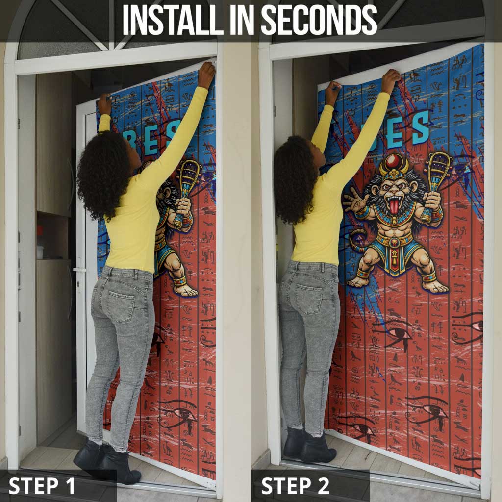 Bes Door Cover Ancient Egyptian Hieroglyphs and Sacred Symbols Ancient Myth - African Pride