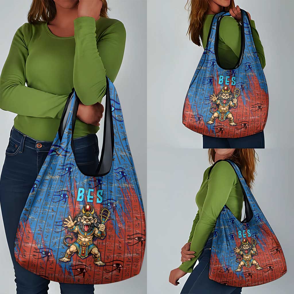 Bes Grocery Bag Ancient Egyptian Hieroglyphs and Sacred Symbols Ancient Myth - African Pride