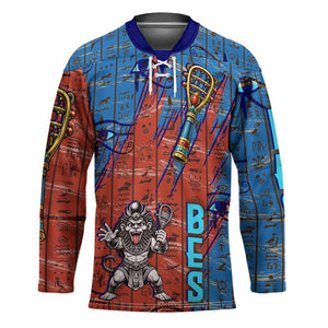 Bes Hockey Jersey Ancient Egyptian Hieroglyphs and Sacred Symbols Ancient Myth - African Pride