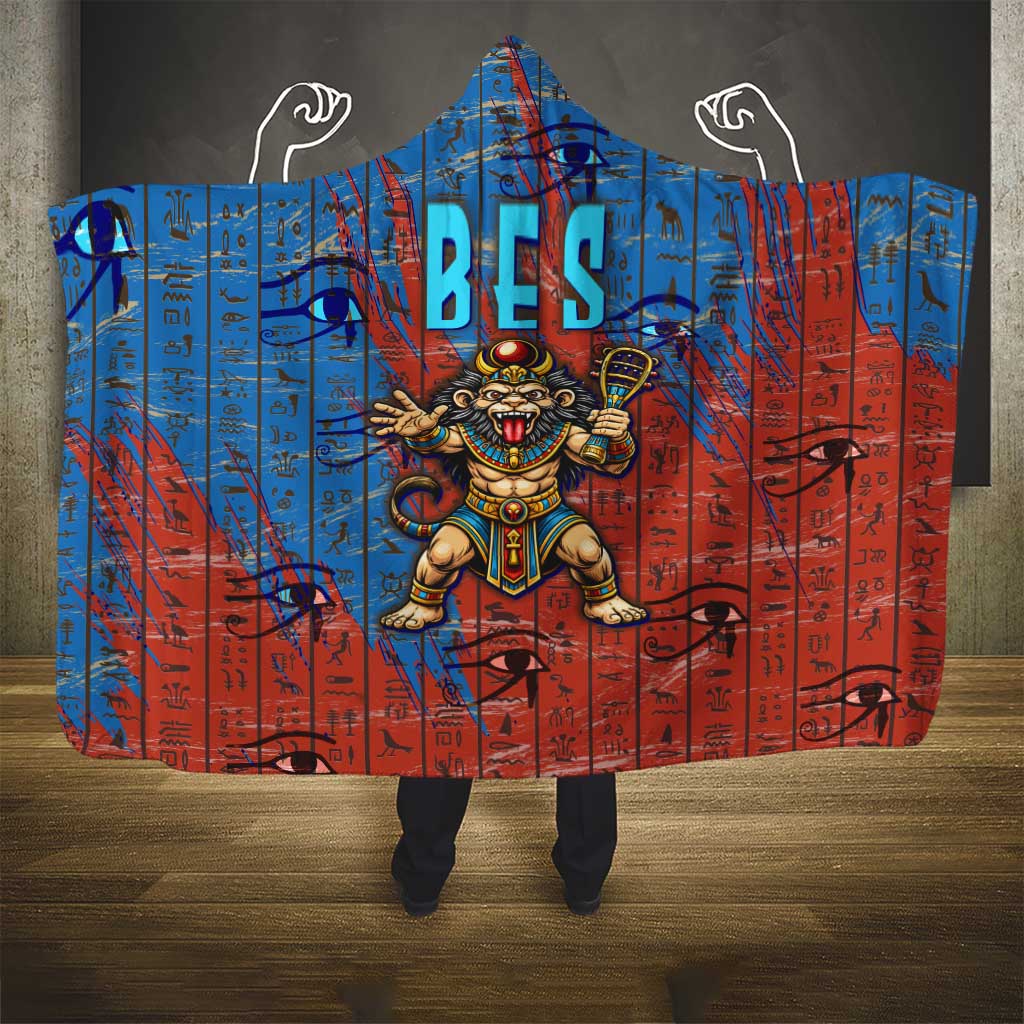 Bes Hooded Blanket Ancient Egyptian Hieroglyphs and Sacred Symbols Ancient Myth - African Pride